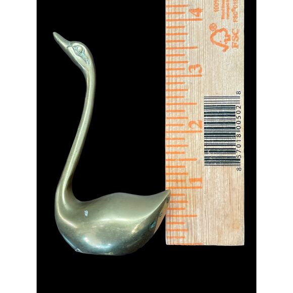 Brass Swan Ring Holder Figure Vintage Korea Long Neck Goose Needs Cleaning READ - Picture 1 of 13
